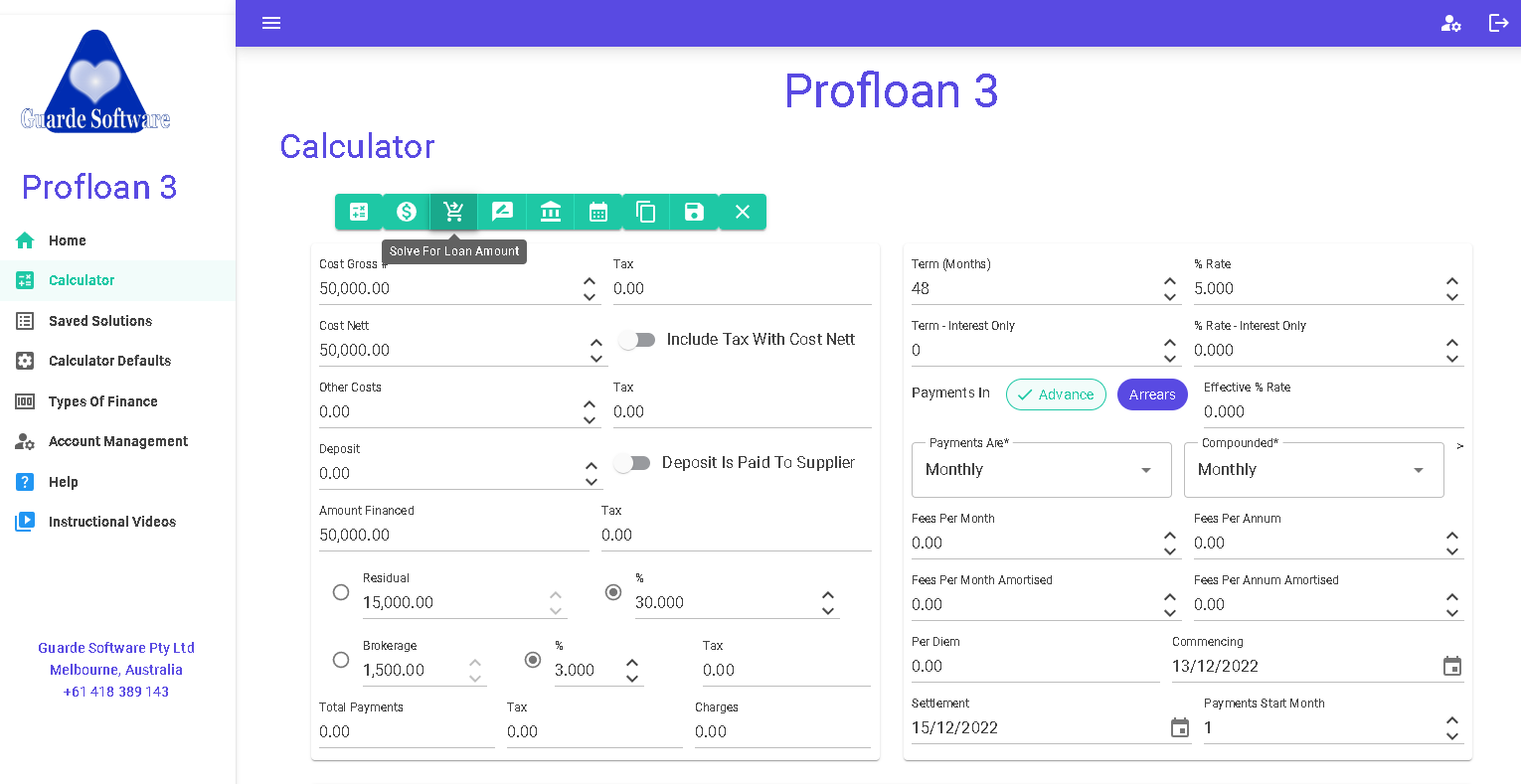 Solve For Loan Menu